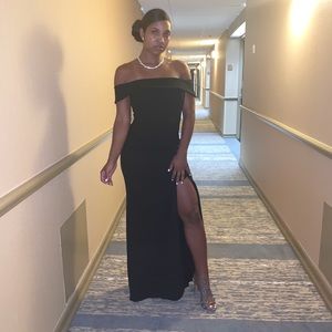 Black off the shoulder maxi dress